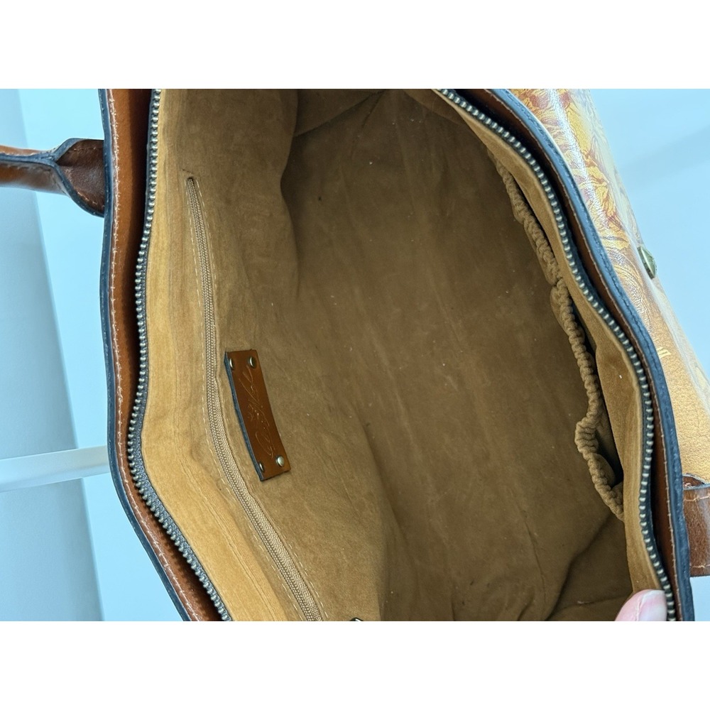 Patricia Nash Tan Floral-Print Leather Shoulder Tote - Picture 9 of 15
